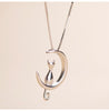 Moon Cat Vintage Choker Necklace Pendant Jewelry Accessories Bijouterie Men Women Chain Collar Simple Sweet Style S4097