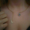 Moon Cuff Drop Open Hoop Collar Jewelry Women Choker Water Crystal Girl Necklace