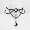 Moon Gothic Chains O Ring with Black Beads,13inch