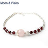 Moon Piano Jewelry Pink Crystal 925 Sterling Silver Charm Bracelets Romantic Party Accessories Birthd Gift New Arrival