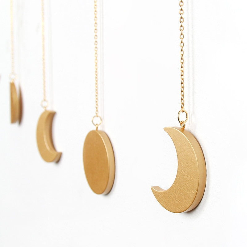 Moon Shining Phase Garland Decoration Chains Boho Gold Wall Hanging Ornaments Support  Decoracion Habitacion