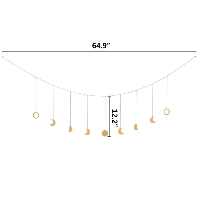 Moon Shining Phase Garland Decoration Chains Boho Gold Wall Hanging Ornaments Support  Decoracion Habitacion