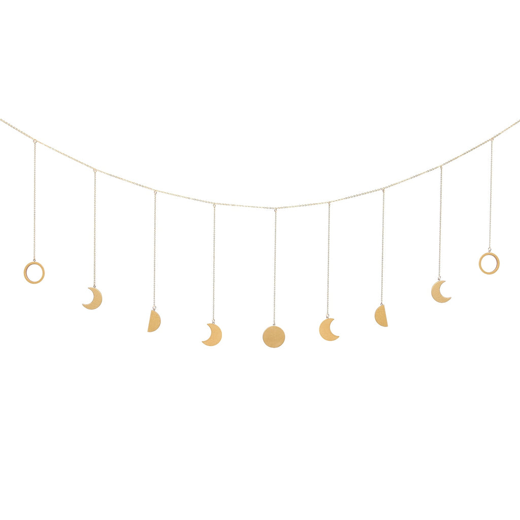 Moon Shining Phase Garland Decoration Chains Boho Gold Wall Hanging Ornaments Support  Decoracion Habitacion