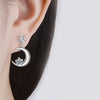 Moon Star 925 Sterling Silver Jewelry  Classic Stud Earrings For Women Vintage Trendy Wedding Girls Gift Christmas