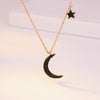 Moon Star Necklace Beautiful Woman Jewelry  Stainless Steel Rose Gold Charming Noble Sexy Girls Neck Pendant