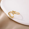 Moon Star Rings for Women Open Adjustable Stainless Steel Zircon Aesthetic Ring 2023 Trend Couple Wedding Jewelry anillos mujer