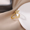 Moon Star Rings for Women Open Adjustable Stainless Steel Zircon Aesthetic Ring 2023 Trend Couple Wedding Jewelry anillos mujer