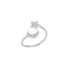 Moon Star Rings for Women Open Adjustable Stainless Steel Zircon Aesthetic Ring 2023 Trend Couple Wedding Jewelry anillos mujer