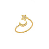 Moon Star Rings for Women Open Adjustable Stainless Steel Zircon Aesthetic Ring 2023 Trend Couple Wedding Jewelry anillos mujer