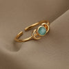 Moon Stone Ring Metalic Finger Rings For Women Girls Gold Color Rings 2023 Trend Jewerly Party Gift Anillos Mujer