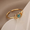 Moon Stone Ring Metalic Finger Rings For Women Girls Gold Color Rings 2023 Trend Jewerly Party Gift Anillos Mujer
