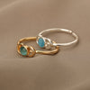 Moon Stone Ring Metalic Finger Rings For Women Girls Gold Color Rings 2023 Trend Jewerly Party Gift Anillos Mujer