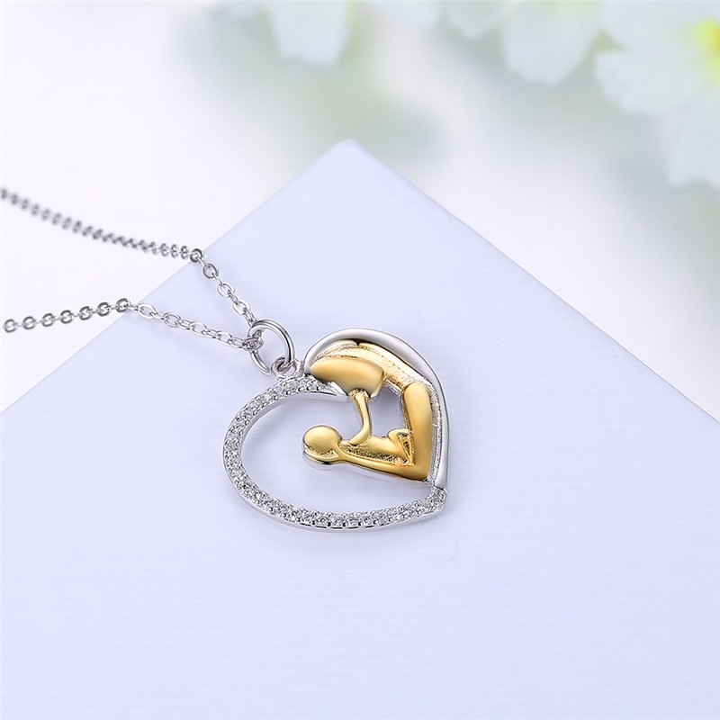 Moon and back love pendant with chain, TT plated, best for famliy or gift.