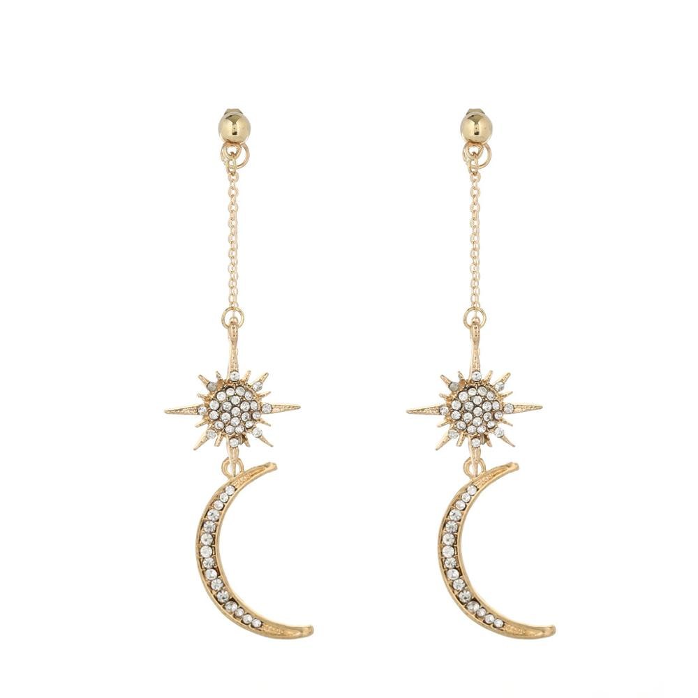Moon sun long Dangle Earrings vintage rhinestone drop Earring statement jewelry For Women trendy big earing fashion accessories