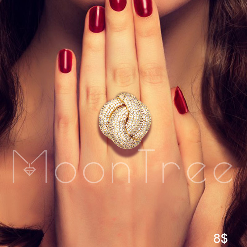 Monaco Designer Luxury Twist Lines Geometry Cubic Zironium Engagement Fashion Ring For Women