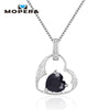 925 Silver Sterling Necklaces&Pendants Love Shape 5 Kinds Natural Black Sapphire Topaz Garnet Citrine Amethyst For Women