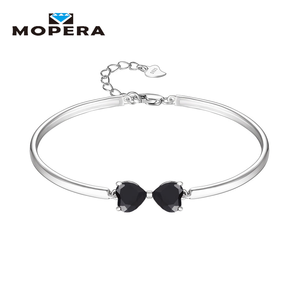 925 Sterling Silver Bracelet Five kinds Love Shape Natural Gemstone Topaz Adjustable Heart Bracelets & Bangles For Girls