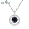 925 Sterling Silver Jewelry 1.79ct Round Natural Black Sapphire Pendant Necklaces Fine Jewelry Fashion Necklace For Women