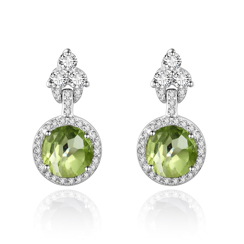 925 Sterling Silver Stud Earrings 6 colors Natural Black Sapphire Topaz Garnet Citrine Amethyst Peridot Silver Earrings