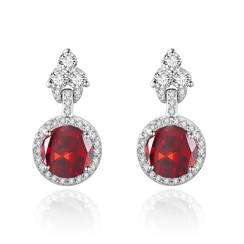 925 Sterling Silver Stud Earrings 6 colors Natural Black Sapphire Topaz Garnet Citrine Amethyst Peridot Silver Earrings