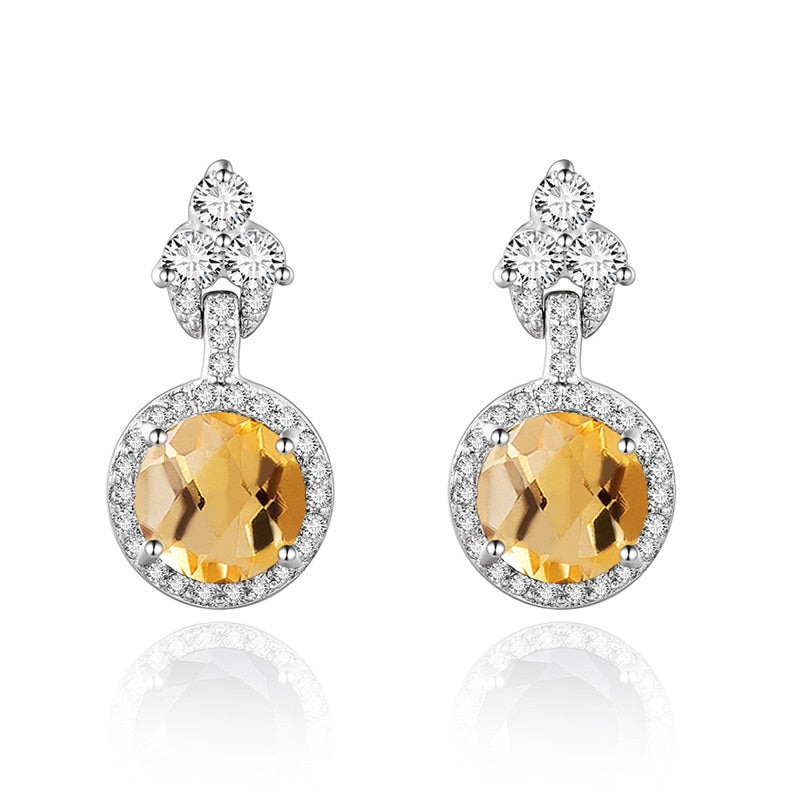 925 Sterling Silver Stud Earrings 6 colors Natural Black Sapphire Topaz Garnet Citrine Amethyst Peridot Silver Earrings