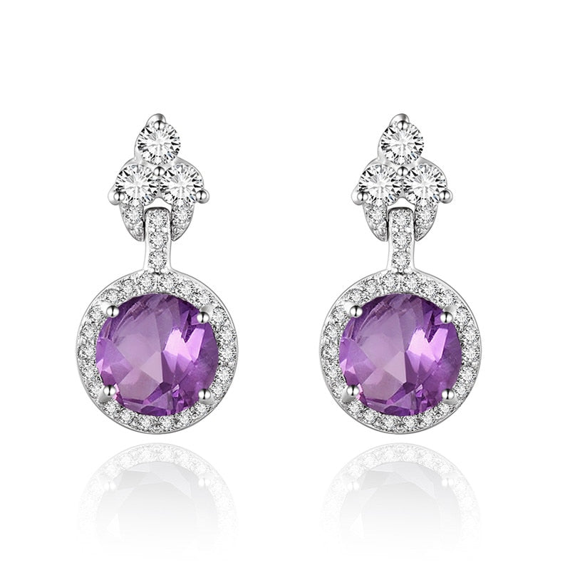 925 Sterling Silver Stud Earrings 6 colors Natural Black Sapphire Topaz Garnet Citrine Amethyst Peridot Silver Earrings