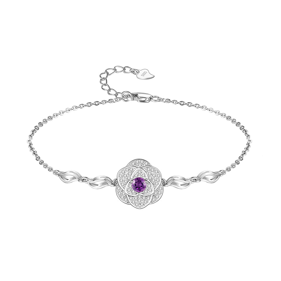 Bracelet 925 Sterling Silver 6 Colors Natural Balck Sapphire Topaz Garnet Peridot Citrine Amethyst Bracelets For Women