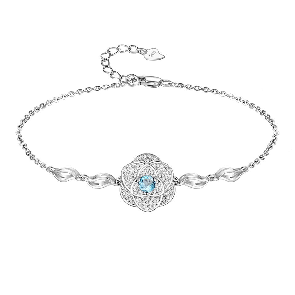Bracelet 925 Sterling Silver 6 Colors Natural Balck Sapphire Topaz Garnet Peridot Citrine Amethyst Bracelets For Women