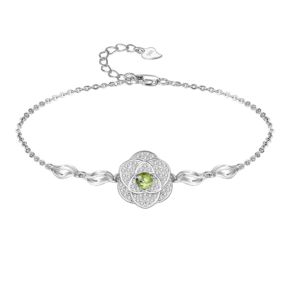 Bracelet 925 Sterling Silver 6 Colors Natural Balck Sapphire Topaz Garnet Peridot Citrine Amethyst Bracelets For Women