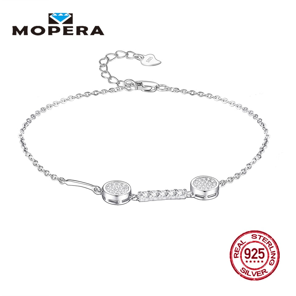 Charms Bracelet Natural Zircon Classic Two Round Shape Bracelets 925 Sterling Silver Fine Jewelry For Women Engagement