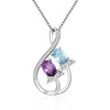 Fine Jewelry 925 Sterling Silver Necklace Women Elegant Plant Pendant With Natural Sapphire Amethyst Pendant Necklaces