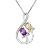 Fine Jewelry 925 Sterling Silver Necklace Women Elegant Plant Pendant With Natural Sapphire Amethyst Pendant Necklaces