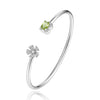 Natural Gemstone Popular Flower Cuff Adjustable Bracelets & Bangles for Women & Girls 925 Sterling Silver Fine Jewelry