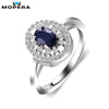 Princess Diana 0.8ct Real Natural Sapphire Ring 925 Sterling Silver Wedding Engagement Rings For Women Brand Fine Jewelry