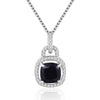 Real Silver 925 Fine Jewelry Lock Pendant Necklaces Natural Black Sapphire Square 2.2ct For Women Necklace With Chain