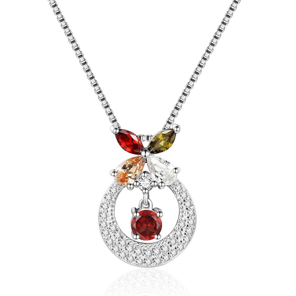 Silver 925 Jewelry Necklace With Chain Butterfly Topaz 6 Colors Natural Black Sapphire Animal Woman Necklaces & Pendant