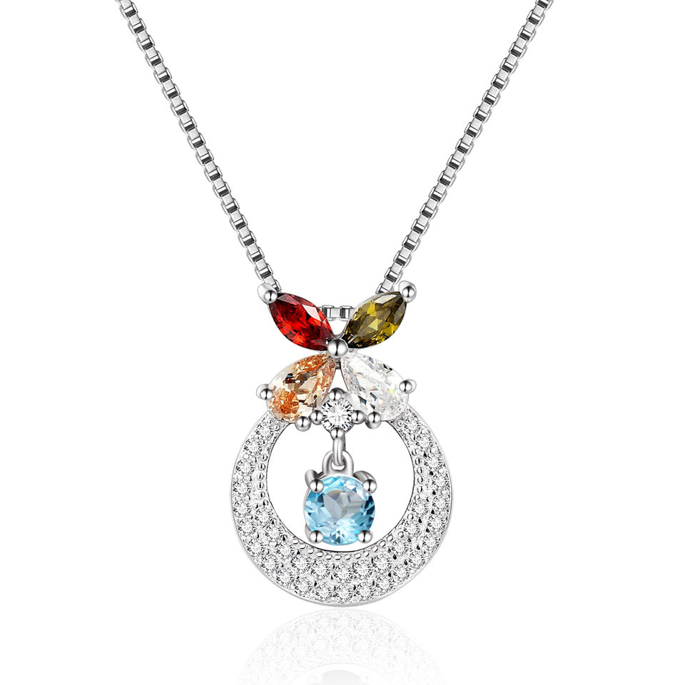 Silver 925 Jewelry Necklace With Chain Butterfly Topaz 6 Colors Natural Black Sapphire Animal Woman Necklaces & Pendant