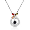 Silver 925 Jewelry Necklace With Chain Butterfly Topaz 6 Colors Natural Black Sapphire Animal Woman Necklaces & Pendant