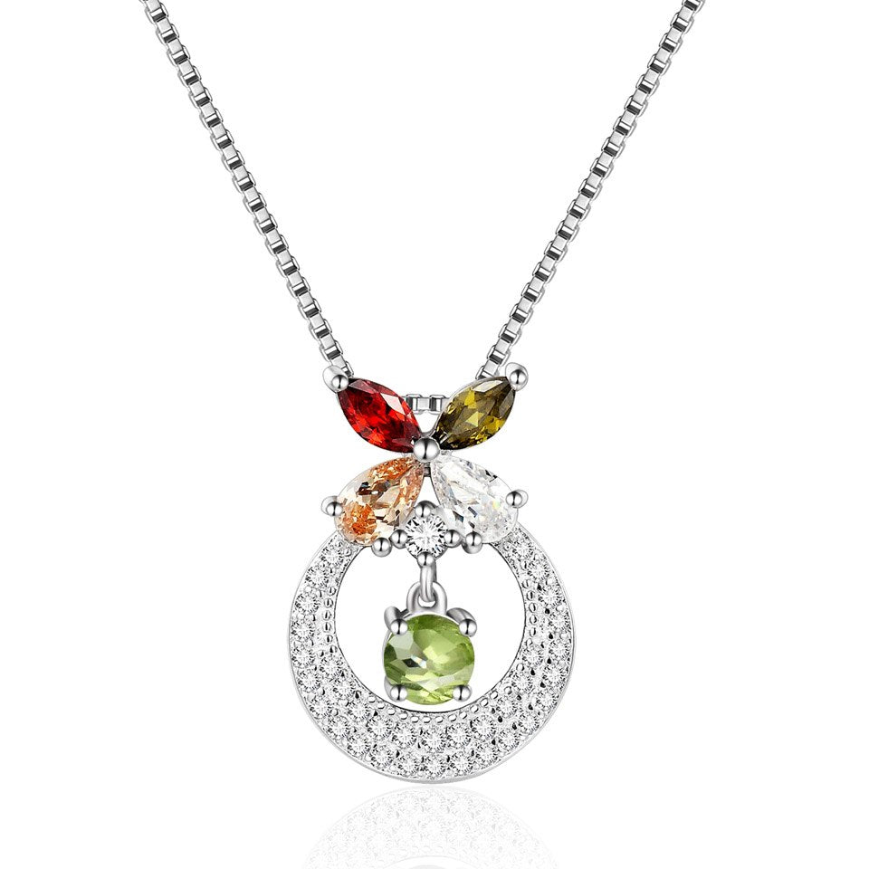 Silver 925 Jewelry Necklace With Chain Butterfly Topaz 6 Colors Natural Black Sapphire Animal Woman Necklaces & Pendant