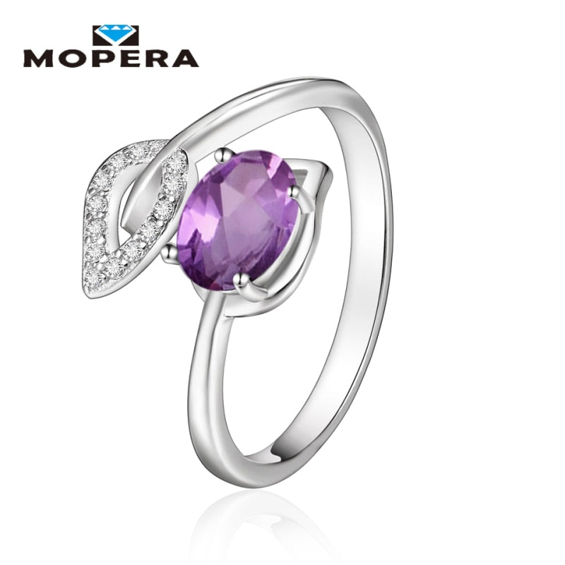 Sterling Silver 925 Jewelry Rings Five Color Natual black Sapphire Topaz Gemstone Amethyst Citrine Garnet Rings For Women