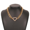 More Styles Metal Gold Thick Chain Necklace Lion Head Choker Necklace for Girl Rhinestone Heart Pendant Necklace Hip Hop Jewelry