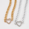 More Styles Metal Gold Thick Chain Necklace Lion Head Choker Necklace for Girl Rhinestone Heart Pendant Necklace Hip Hop Jewelry