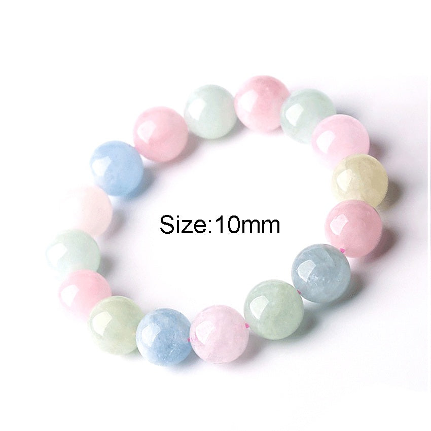 Morganite Bracelet Female 6-12mm Round Couple Bracelets Bangles Gifts For Women Bracelets For Girls