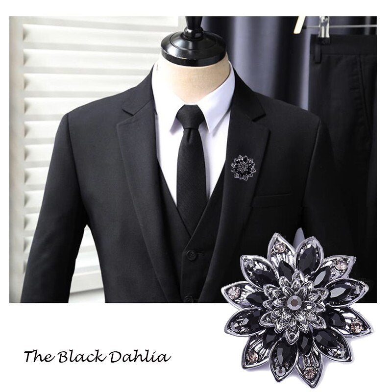 Morkopela The Black Dahlia Necklace Vintage Flower Pendant Pins For Women Banquet Crystal Necklaces Jewelry
