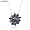 Morkopela The Black Dahlia Necklace Vintage Flower Pendant Pins For Women Banquet Crystal Necklaces Jewelry