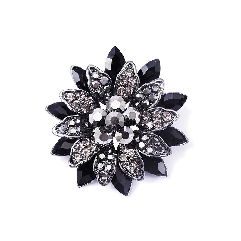 Morkopela The Black Dahlia Necklace Vintage Flower Pendant Pins For Women Banquet Crystal Necklaces Jewelry