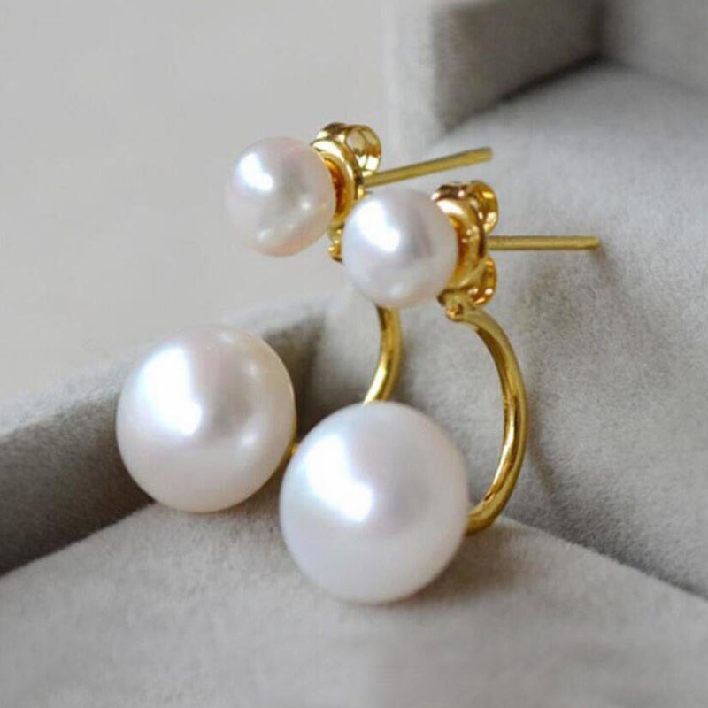 Double Imitation Pearl Earrings Gold Color Silver Stud Earrings Olivet Gifts for Women Jewelry Pendientes