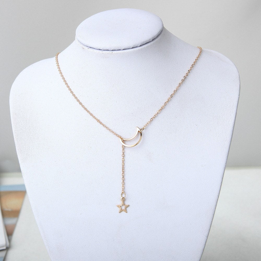 Simple Moon Star Necklaces Pendants Popular Long Silver Necklace Minimalist Jewelry for Women Accessories Collier Femme