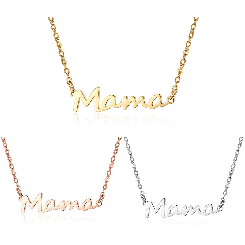 Mother&#39;s Day Mama Letter Pendant Necklace For Women 3 Colors Mom Nameplate Clavicle Chain Choker Personality Jewelry Gifts