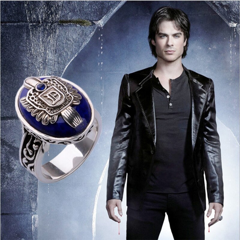 Movie Finger Ring The Vampire Diaries Ring Anillos Salvatore Damon Reborn Rings  Cosplay Gift Accessories